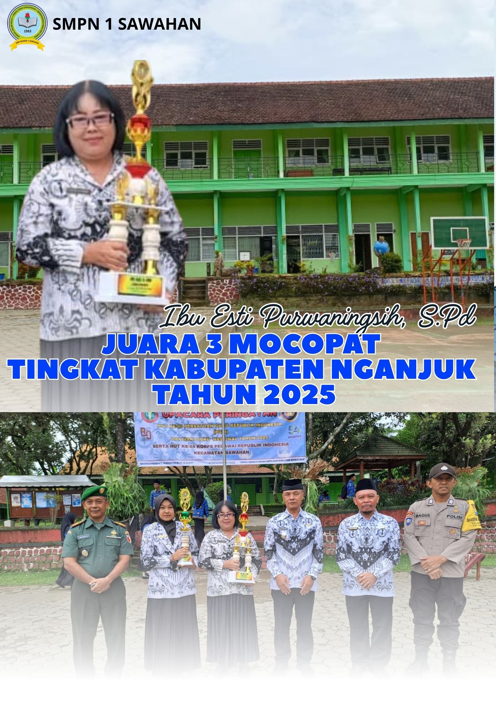 Ibu Esti Purwaningsih, S.Pd. Juara 3 Mocopat Tingkat Kabupaten Nganjuk